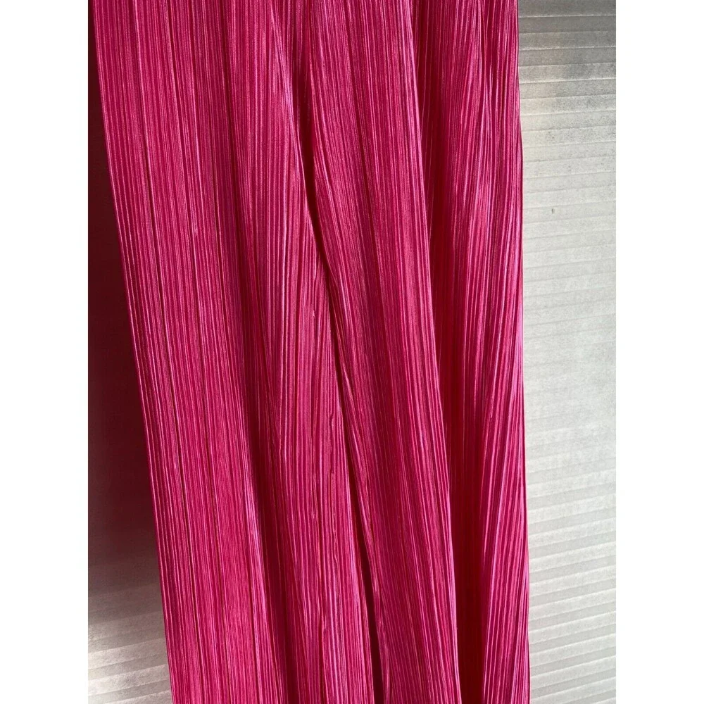 Fashion Nova 2pc Pants Top Sz S Pink Ribbed Long Sleeve Button Down V-Neck Sheer - Picture 6 of 16